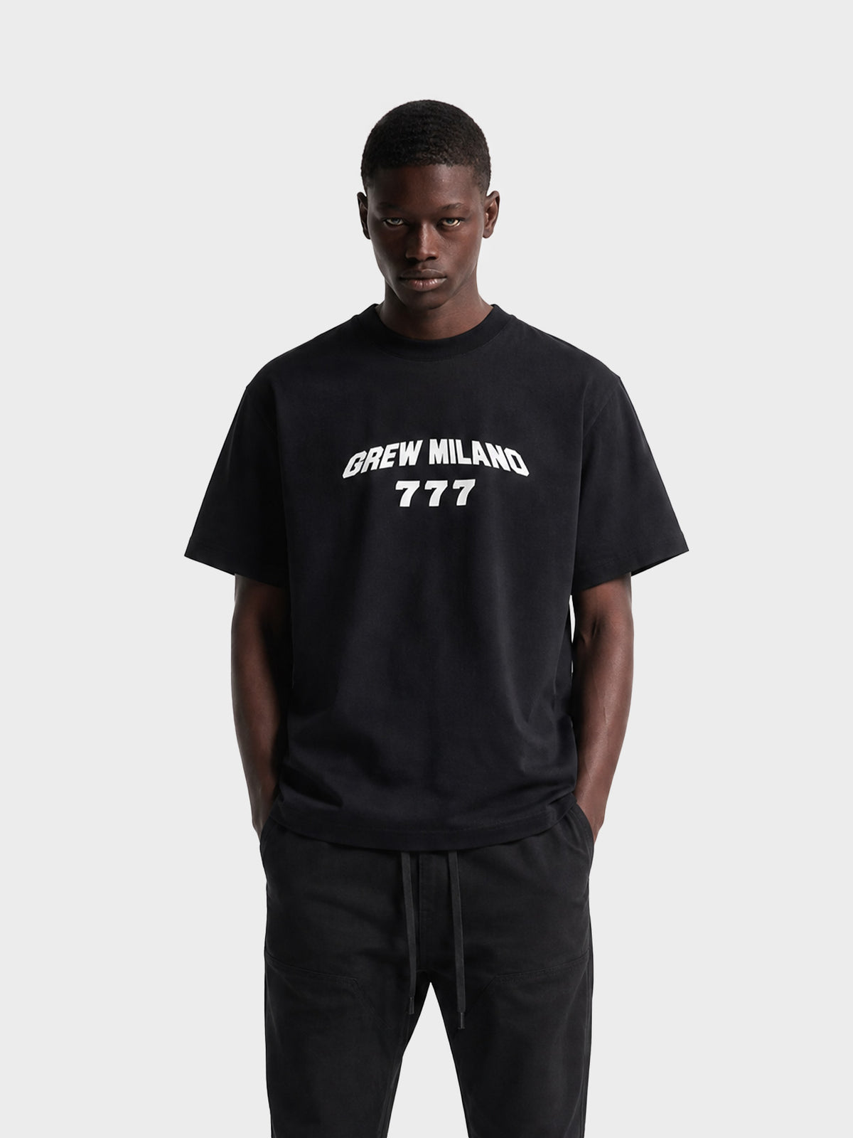 Crew Milano T-Shirt Logo Print CM-46 / BLACK