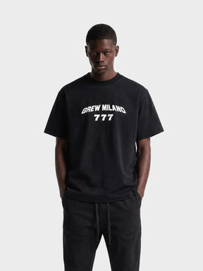 Crew Milano T-Shirt Logo Print CM-46 / BLACK