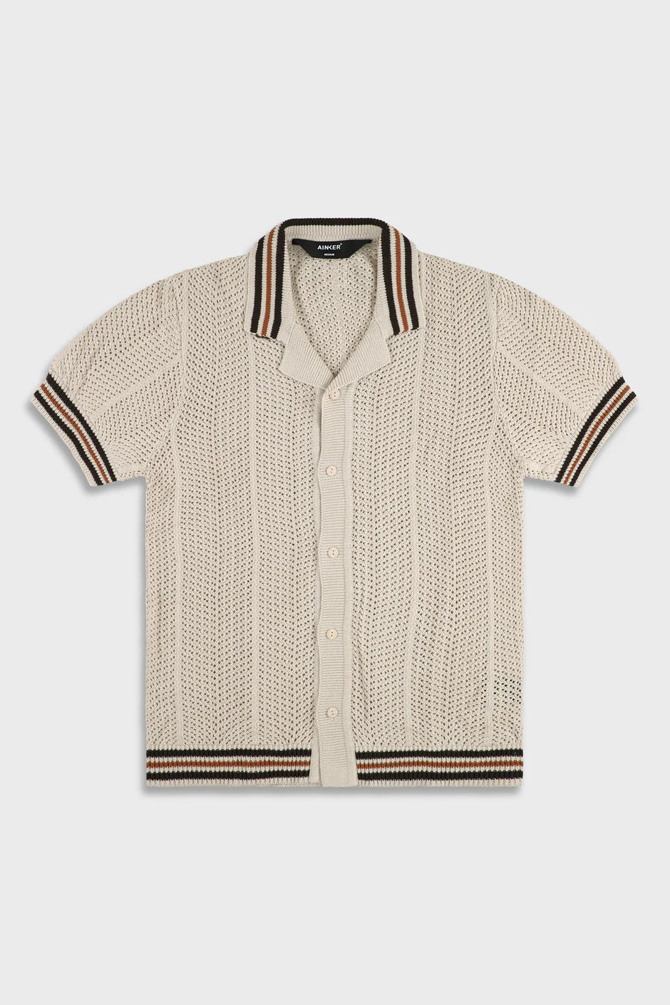 Ainker 802 Mocha Knit Button Shirt