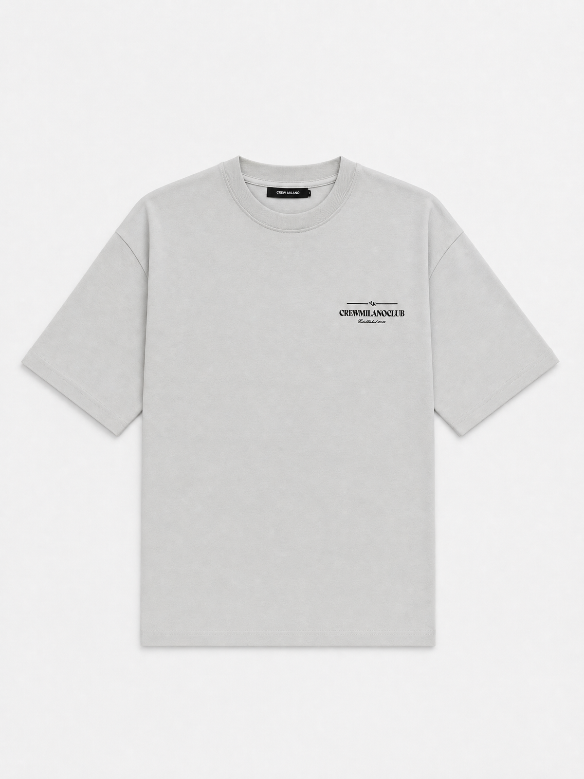 Crew Milano T-Shirt Logo Print - Gri