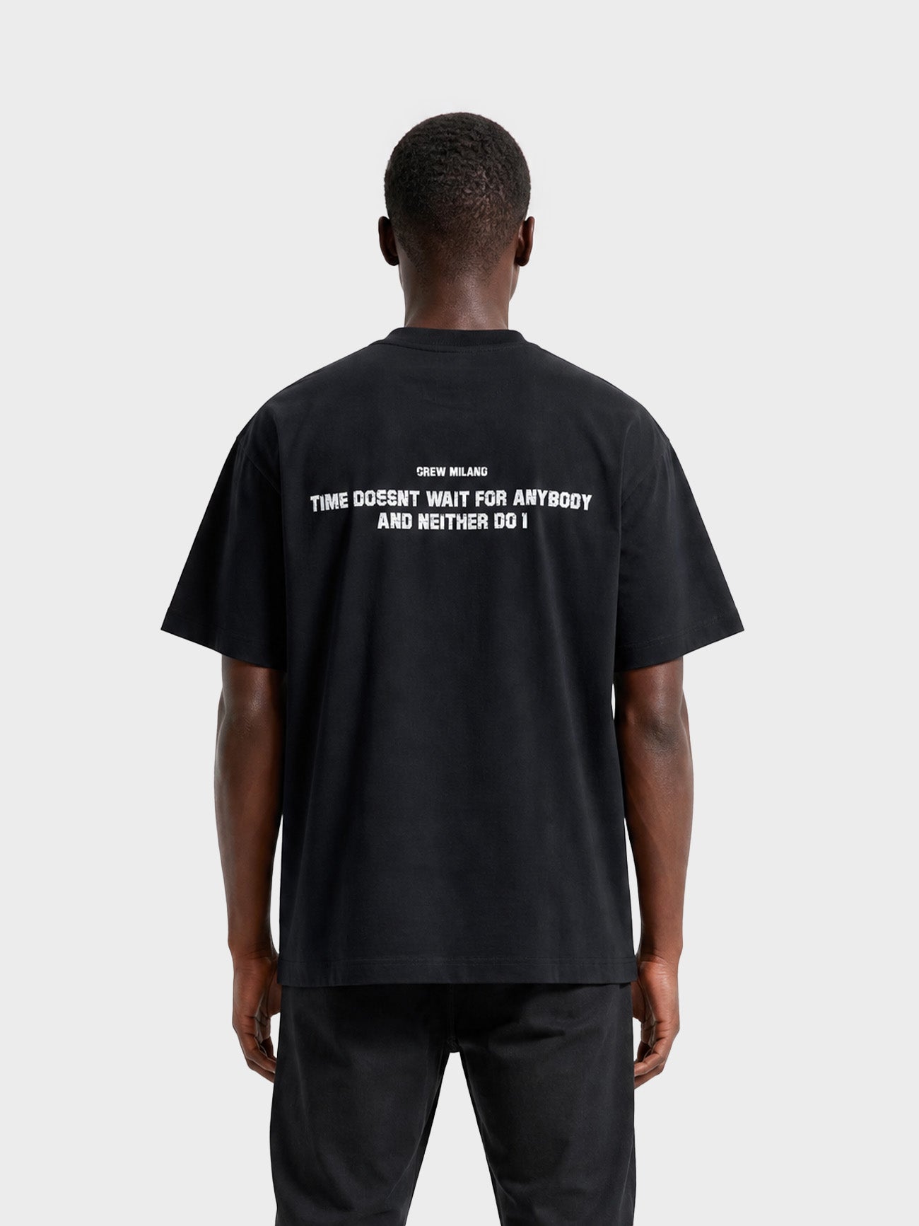 Crew Milano T-Shirt Logo Print CM-46 / BLACK
