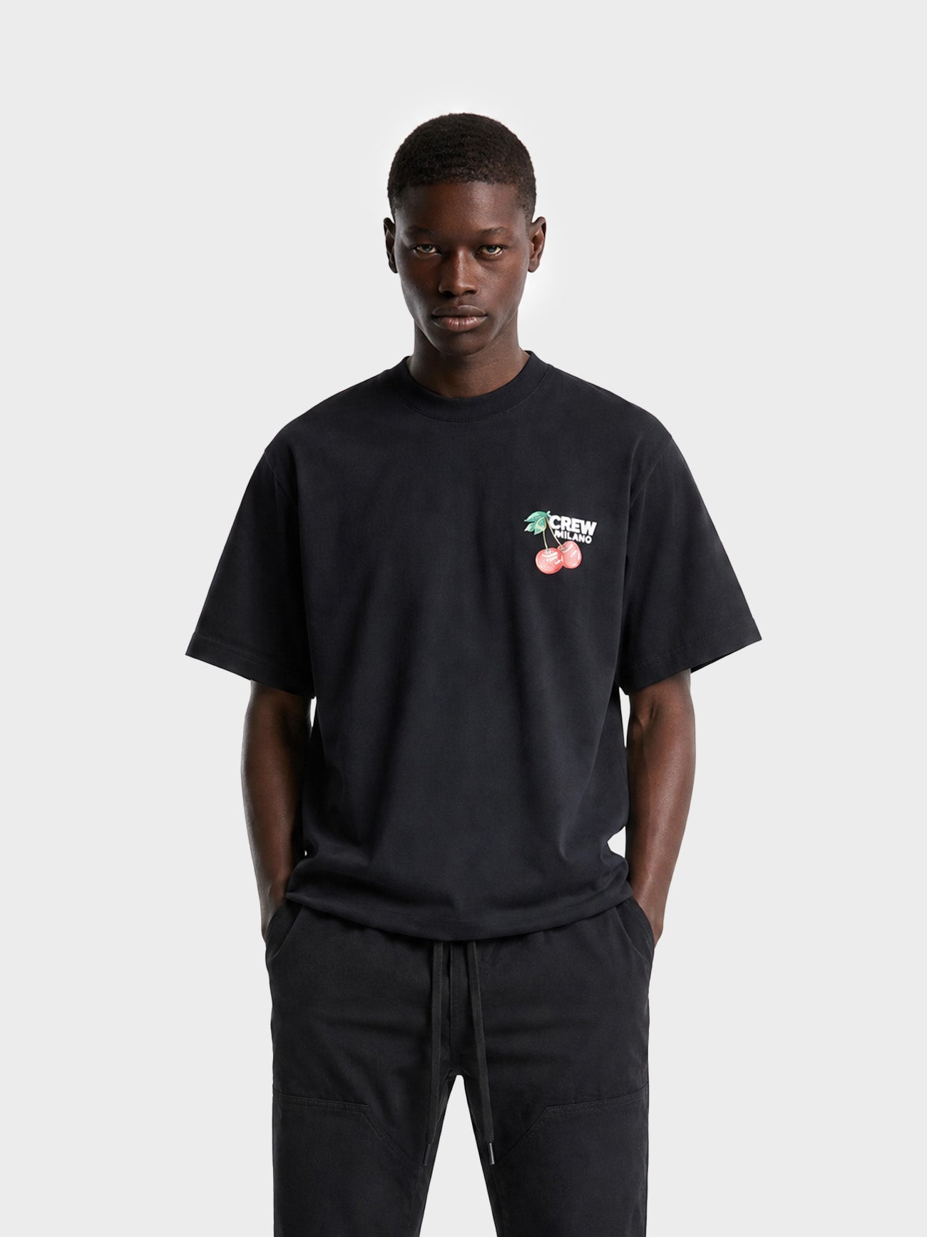 Crew Milano T-Shirt Logo Print CM-45 / BLACK