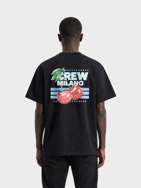 Crew Milano T-Shirt Logo Print CM-45 / BLACK