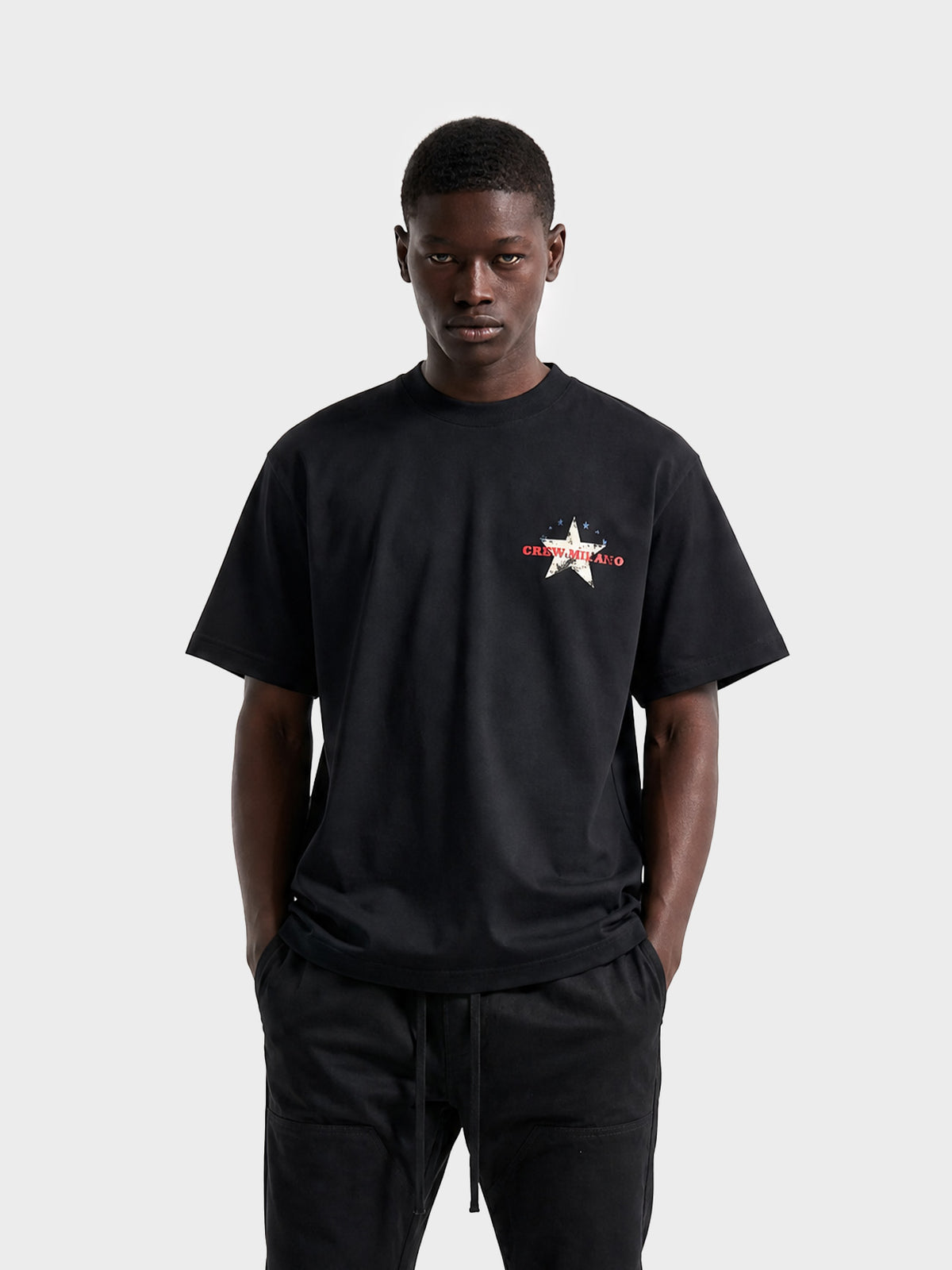 Crew Milano T-Shirt Logo Print CM-44 / BLACK