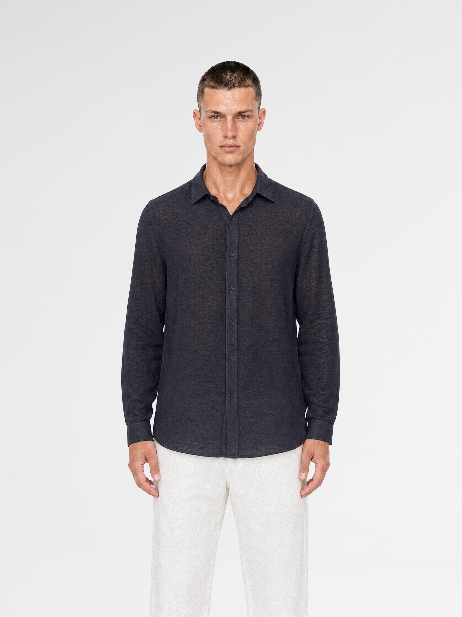 MAISON 9 PARIS Navy Soft Cotton Shirt