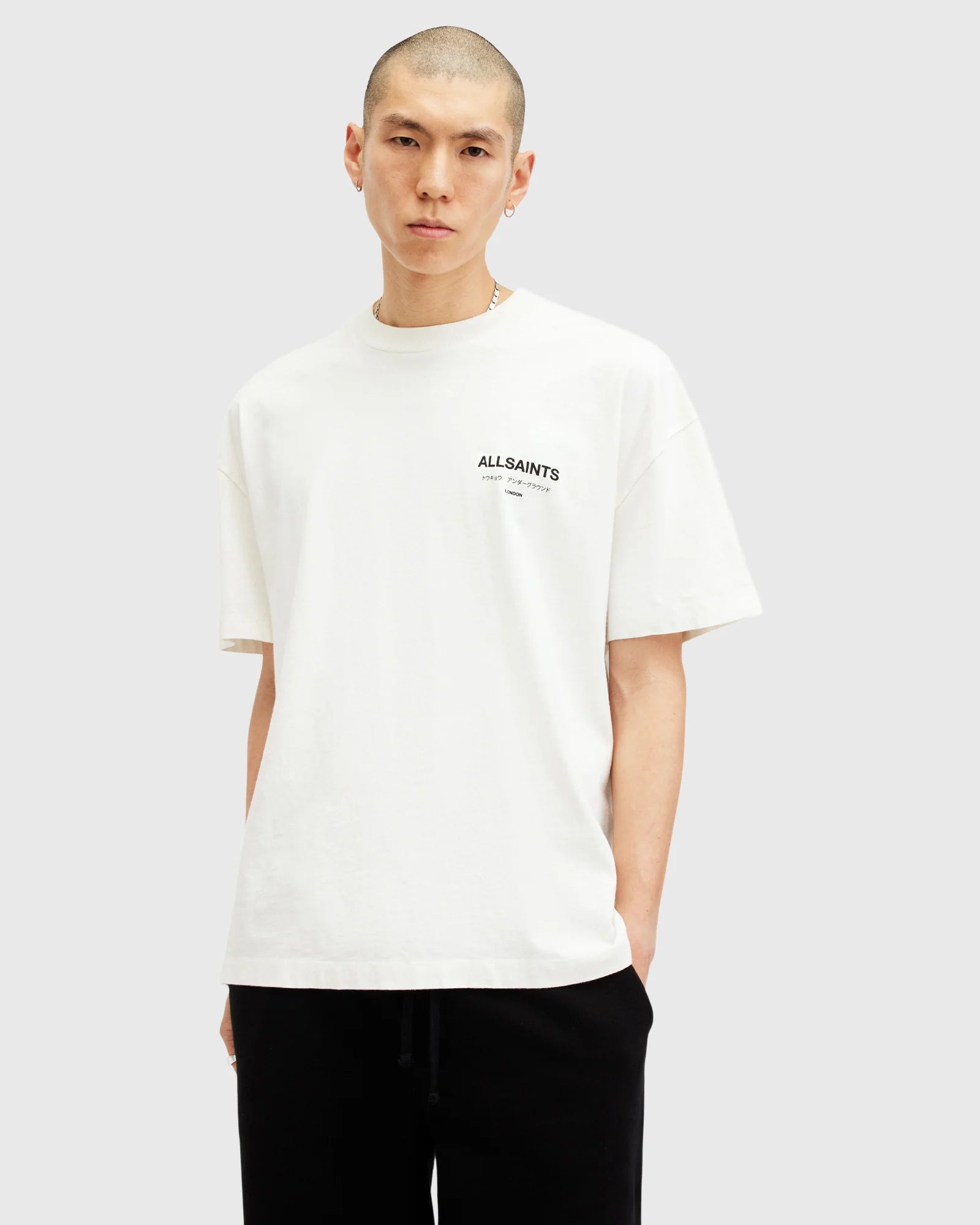 Allsaints T-SHIRT UNDERGROUND SS CREW WHITE