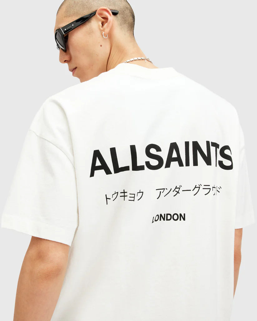 Allsaints T-SHIRT UNDERGROUND SS CREW WHITE