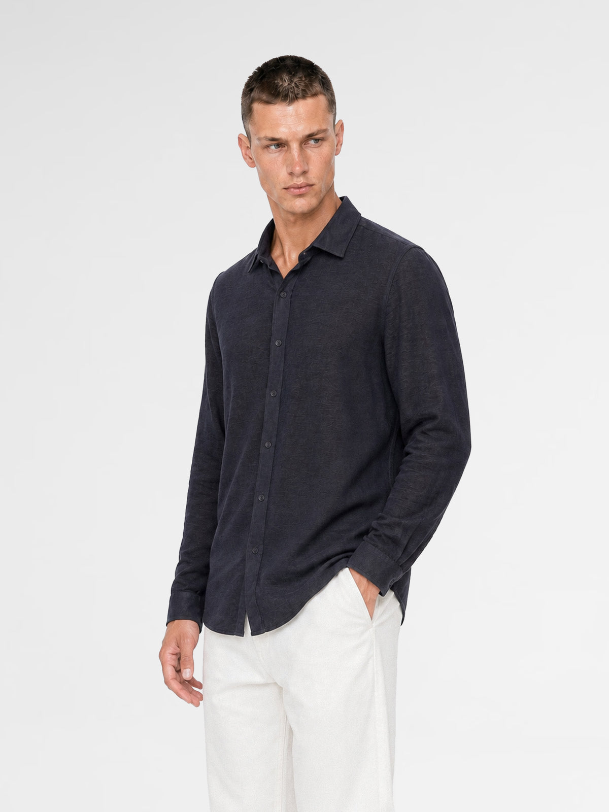 MAISON 9 PARIS Navy Soft Cotton Shirt