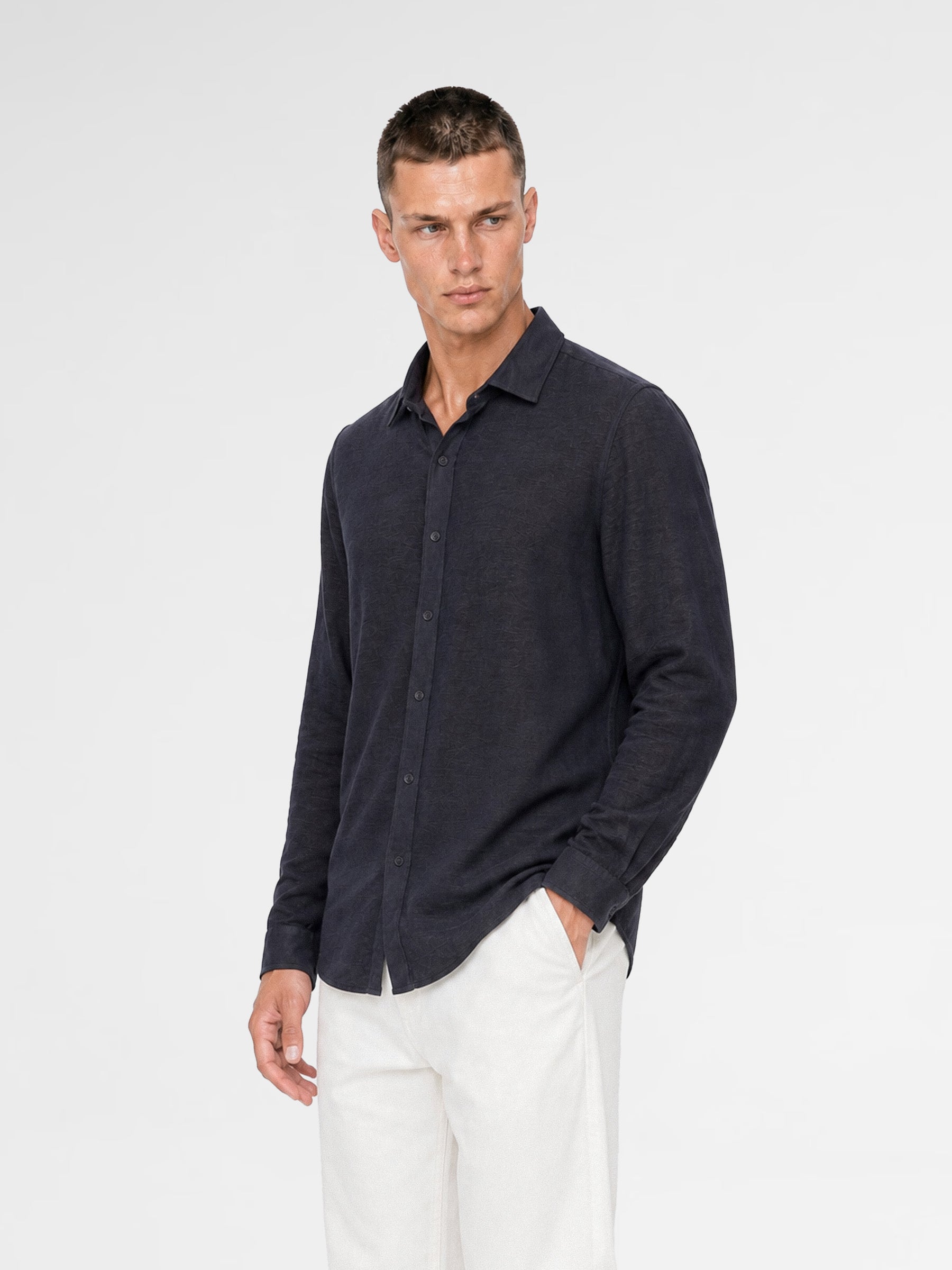 MAISON 9 PARIS Navy Soft Cotton Shirt