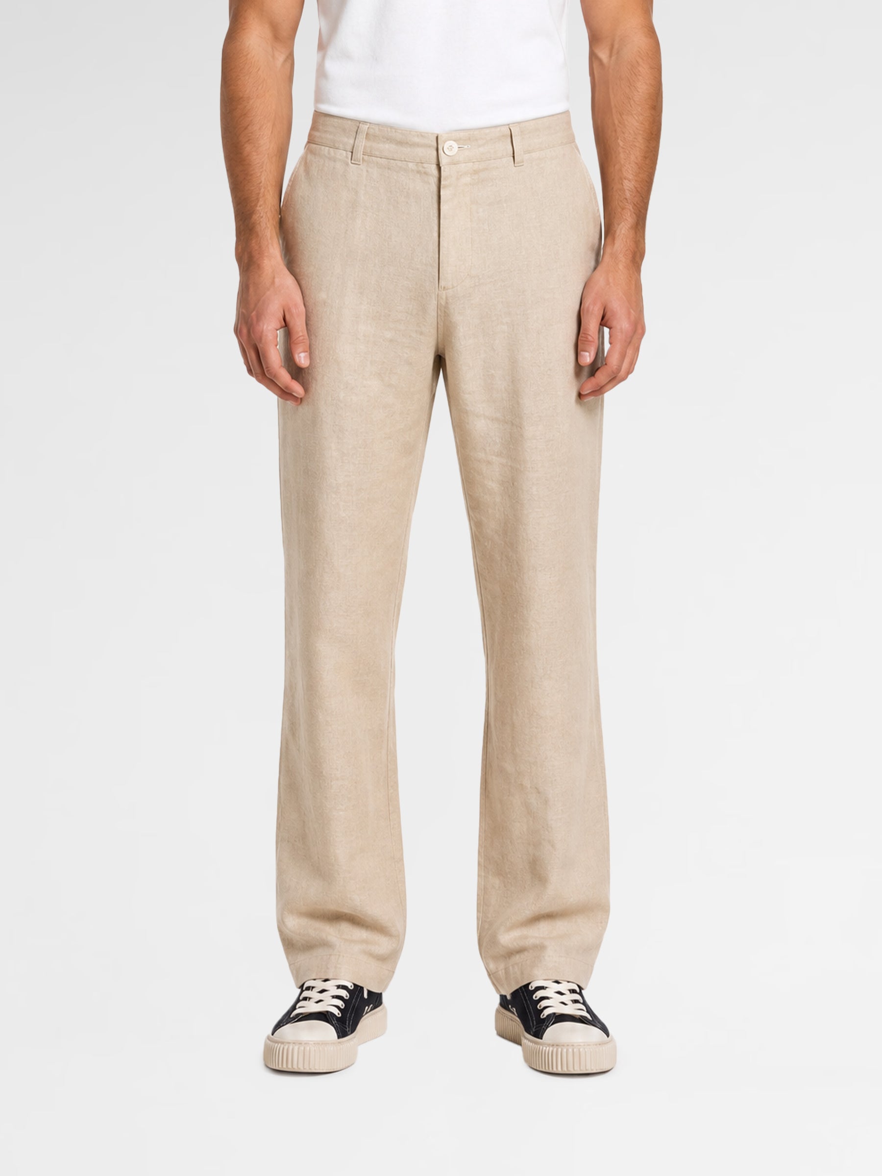 MAISON 9 PARIS Dark Beige Linen Trousers Pants