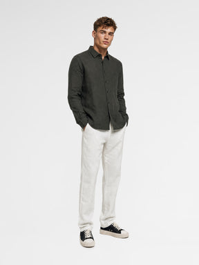 MAISON 9 PARIS 20 Dark Khaki Linen Shirt