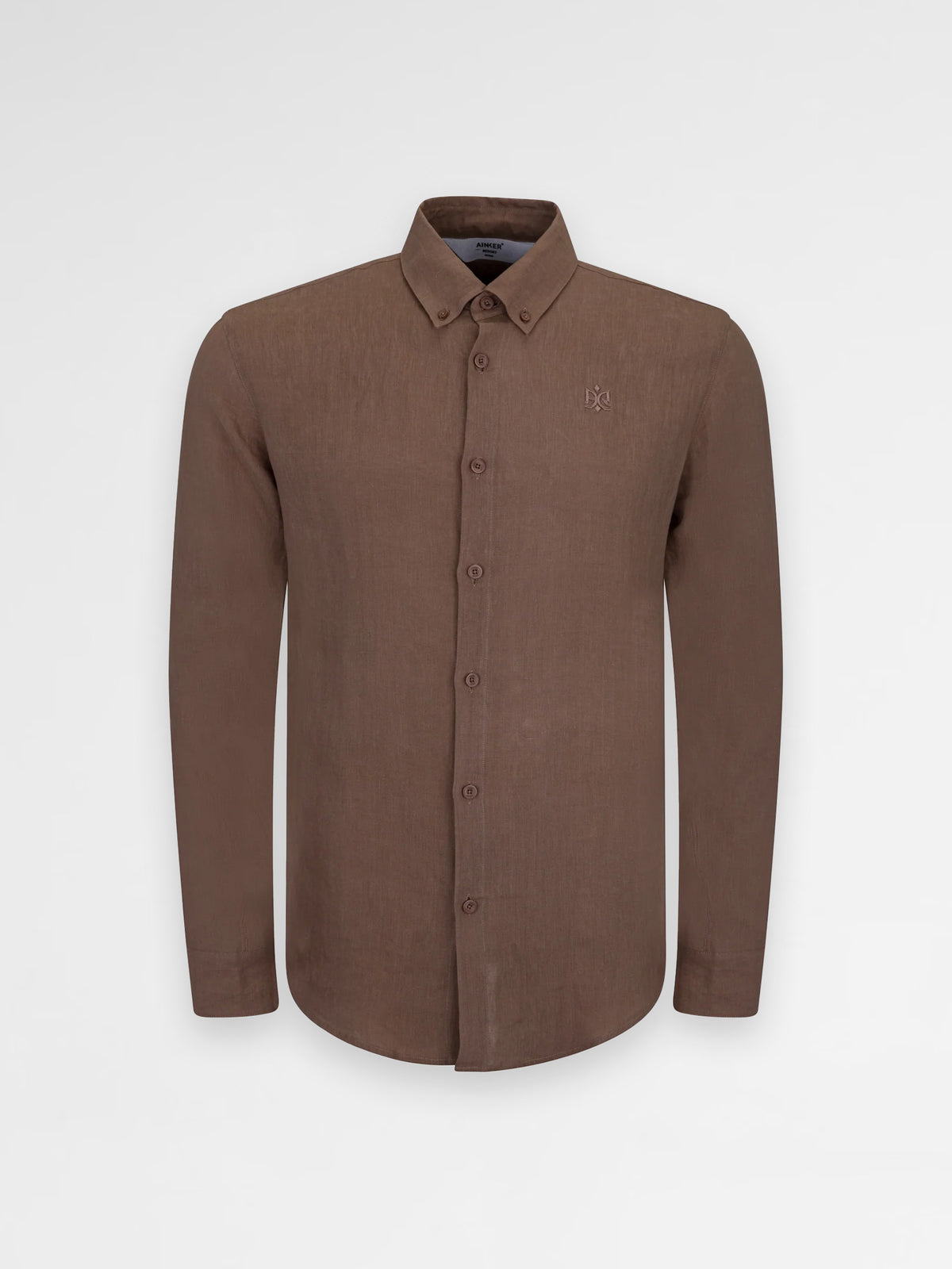 Ainker Linen Mocha 402 Button Shirt