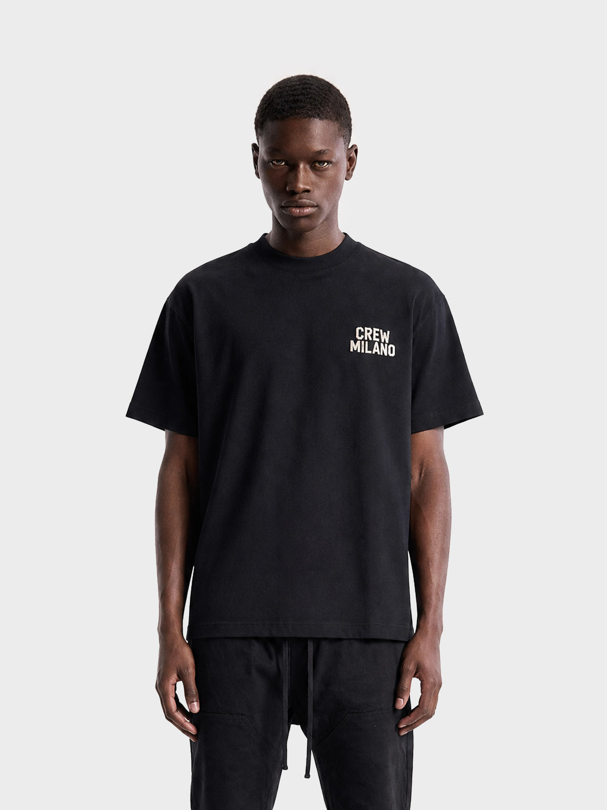 Crew Milano T-Shirt Logo Print CM-38 / BLACK