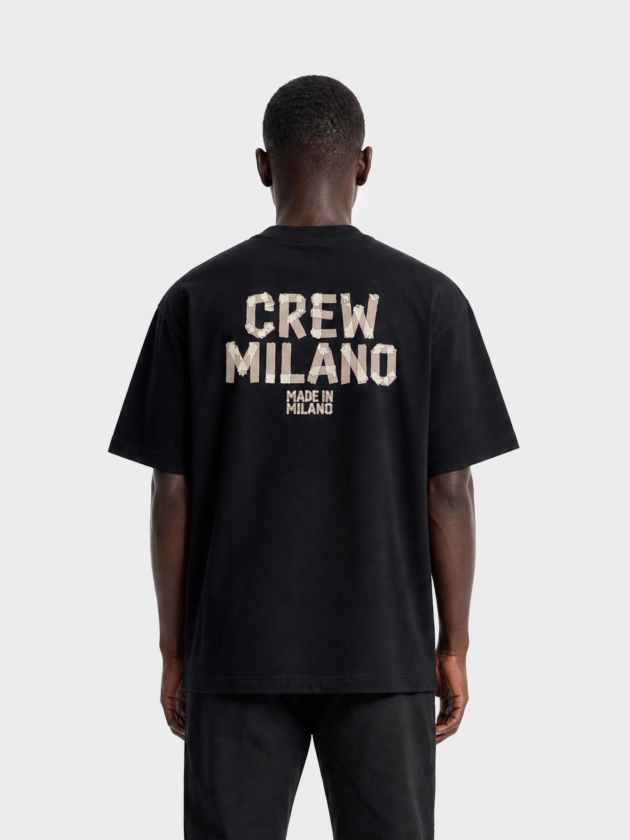 Crew Milano T-Shirt Logo Print CM-38 / BLACK