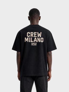 Crew Milano T-Shirt Logo Print CM-38 / BLACK