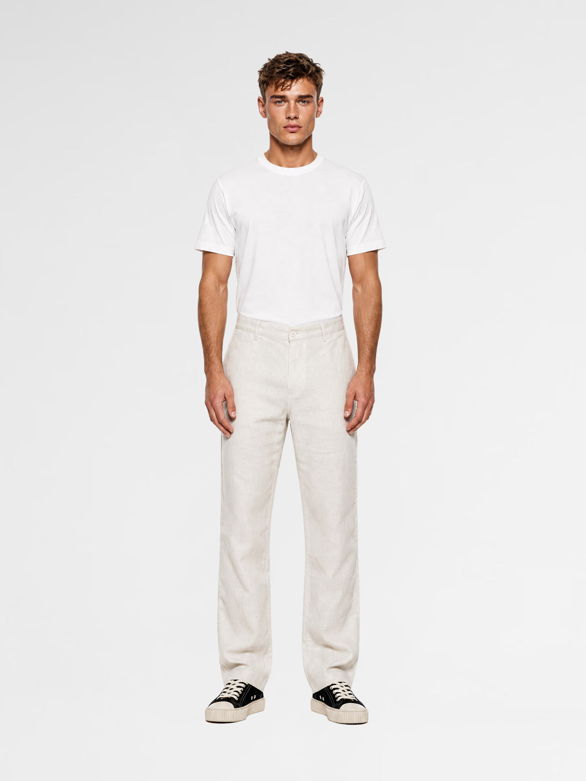 MAISON 9 PARIS White Linen Trousers Pants