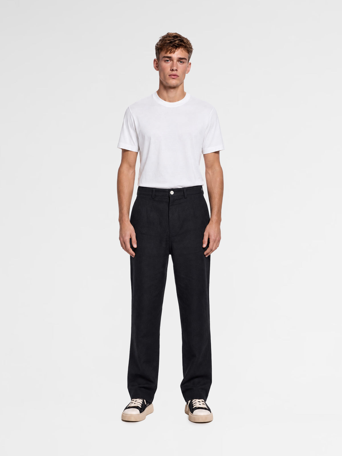 MAISON 9 PARIS Black Linen Trousers Pants