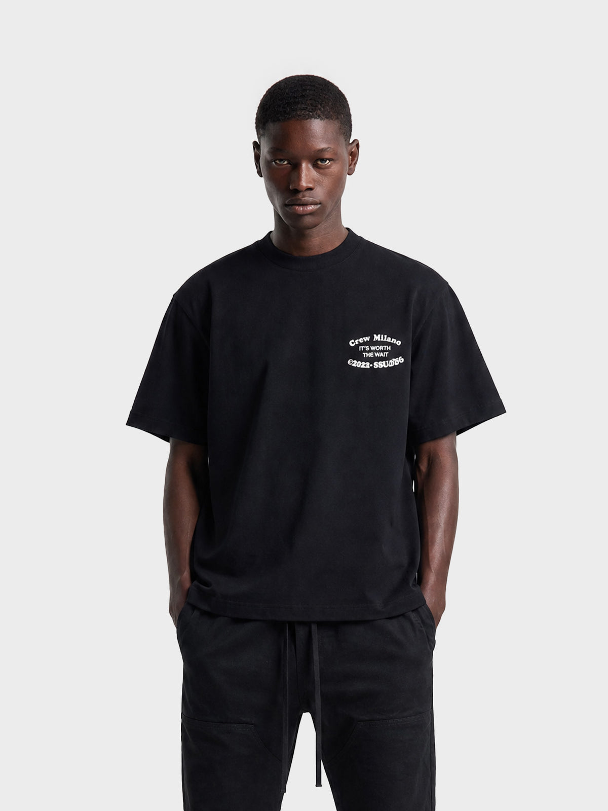 Crew Milano T-Shirt Logo Print CM-33 / BLACK