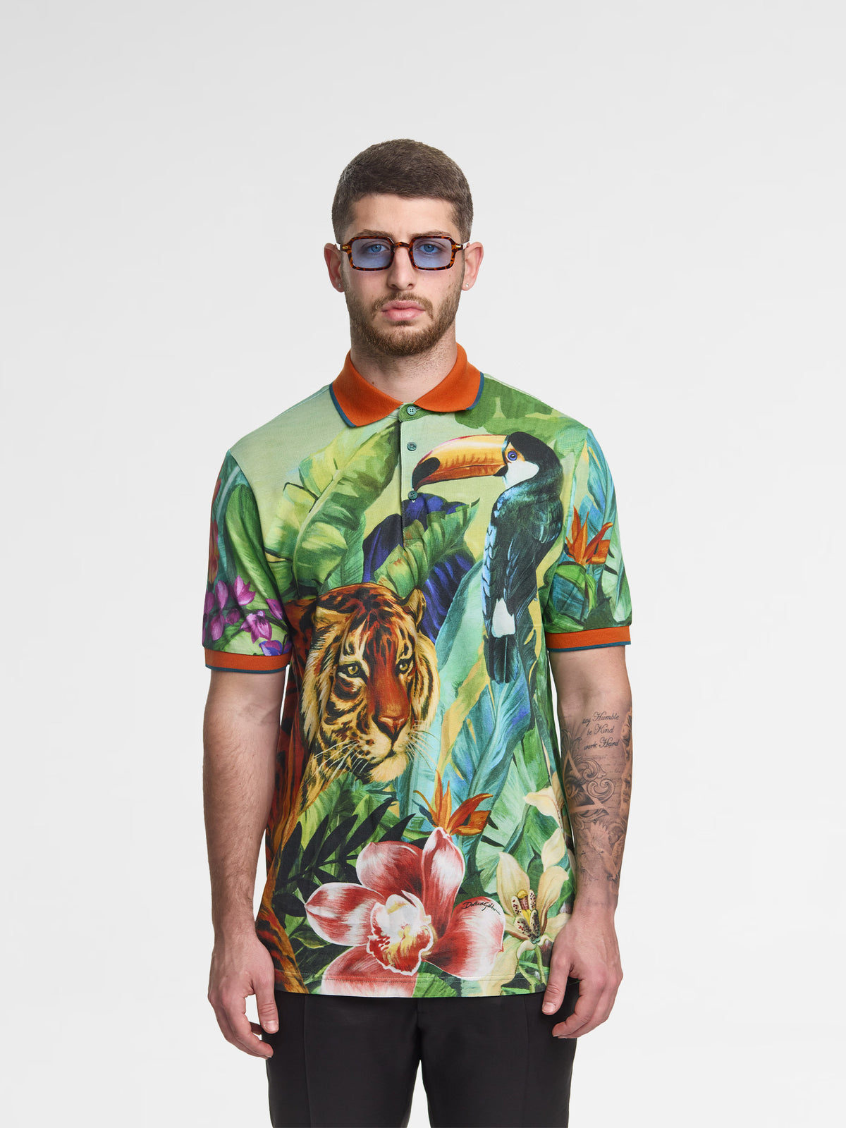 Dolce & Gabbana Print Short Sleeved Polo Shirt