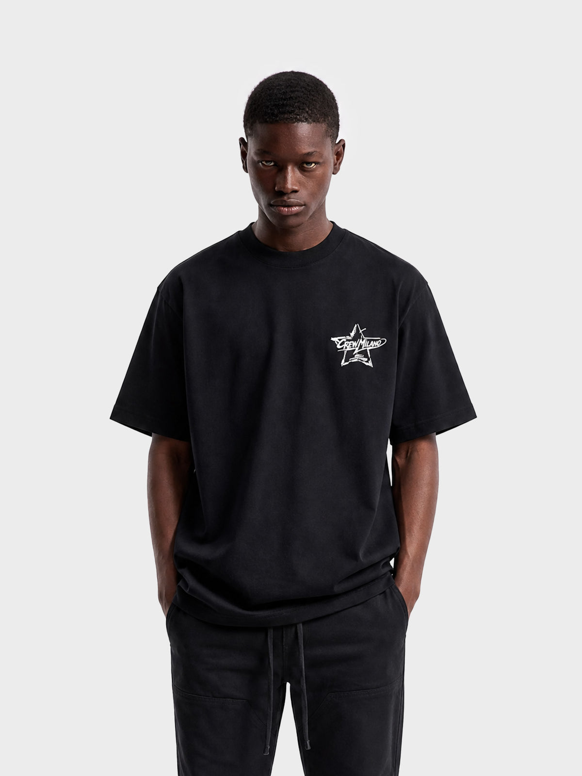Crew Milano T-Shirt Logo Print CM-36 / BLACK