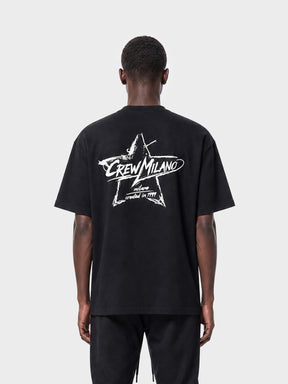 Crew Milano T-Shirt Logo Print CM-36 / BLACK