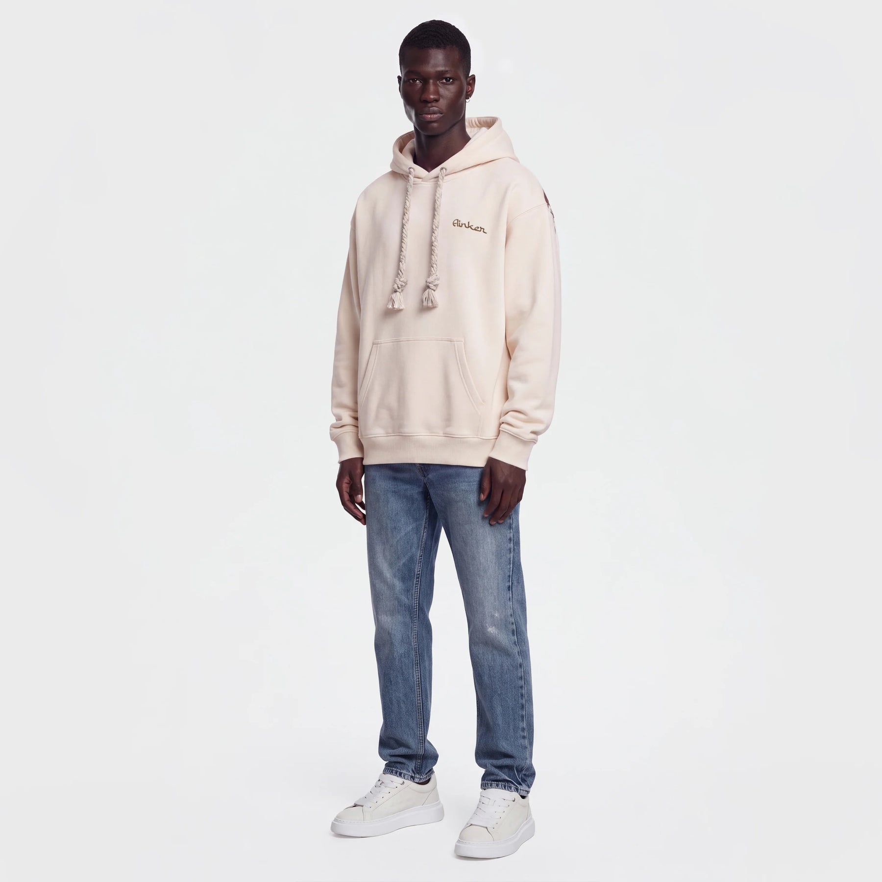 Ainker 1130 Off White Knit Hoodie