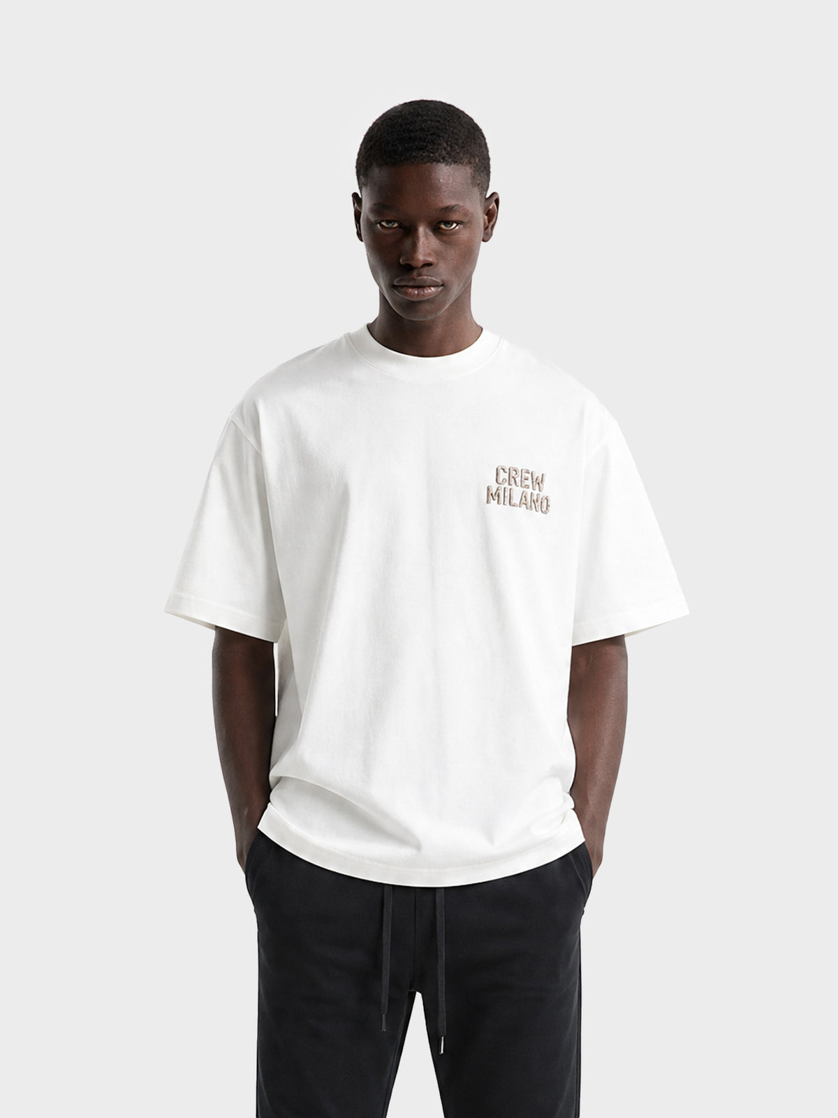 Crew Milano T-Shirt Logo Print CM-38 / WHITE
