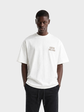 Crew Milano T-Shirt Logo Print CM-38 / WHITE