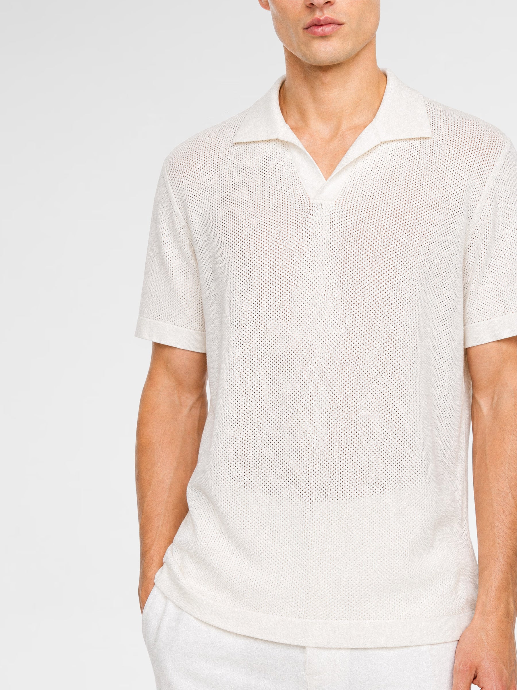 MAISON 9 PARIS White Knit Polo T-Shirt