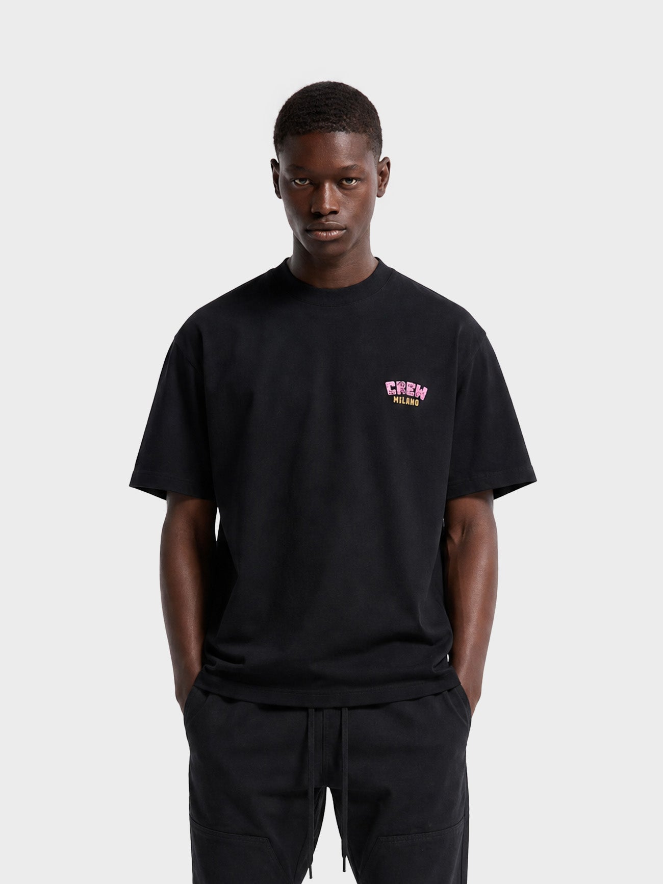 Crew Milano T-Shirt Logo Print CM-34 / BLACK