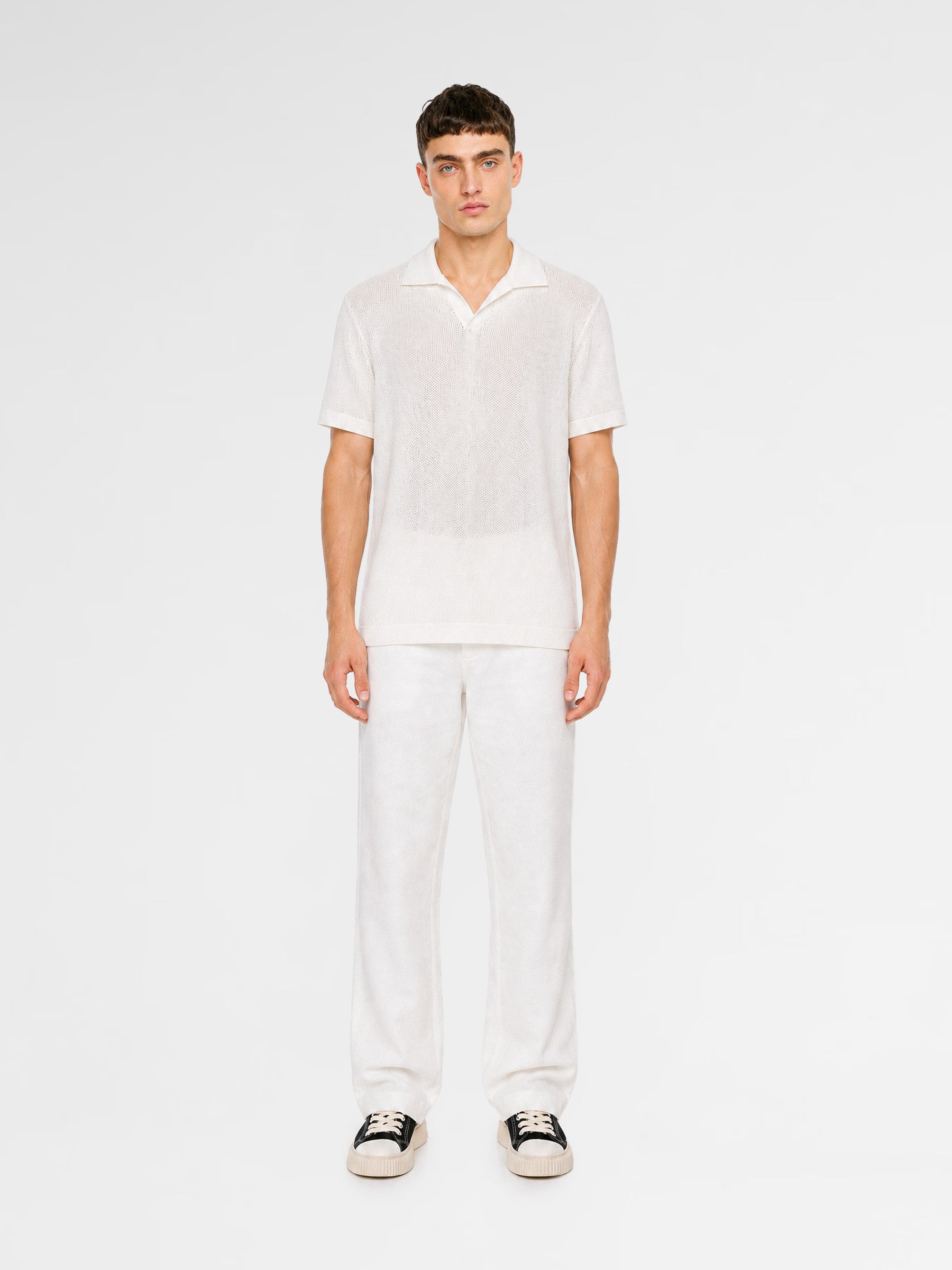 MAISON 9 PARIS White Knit Polo T-Shirt
