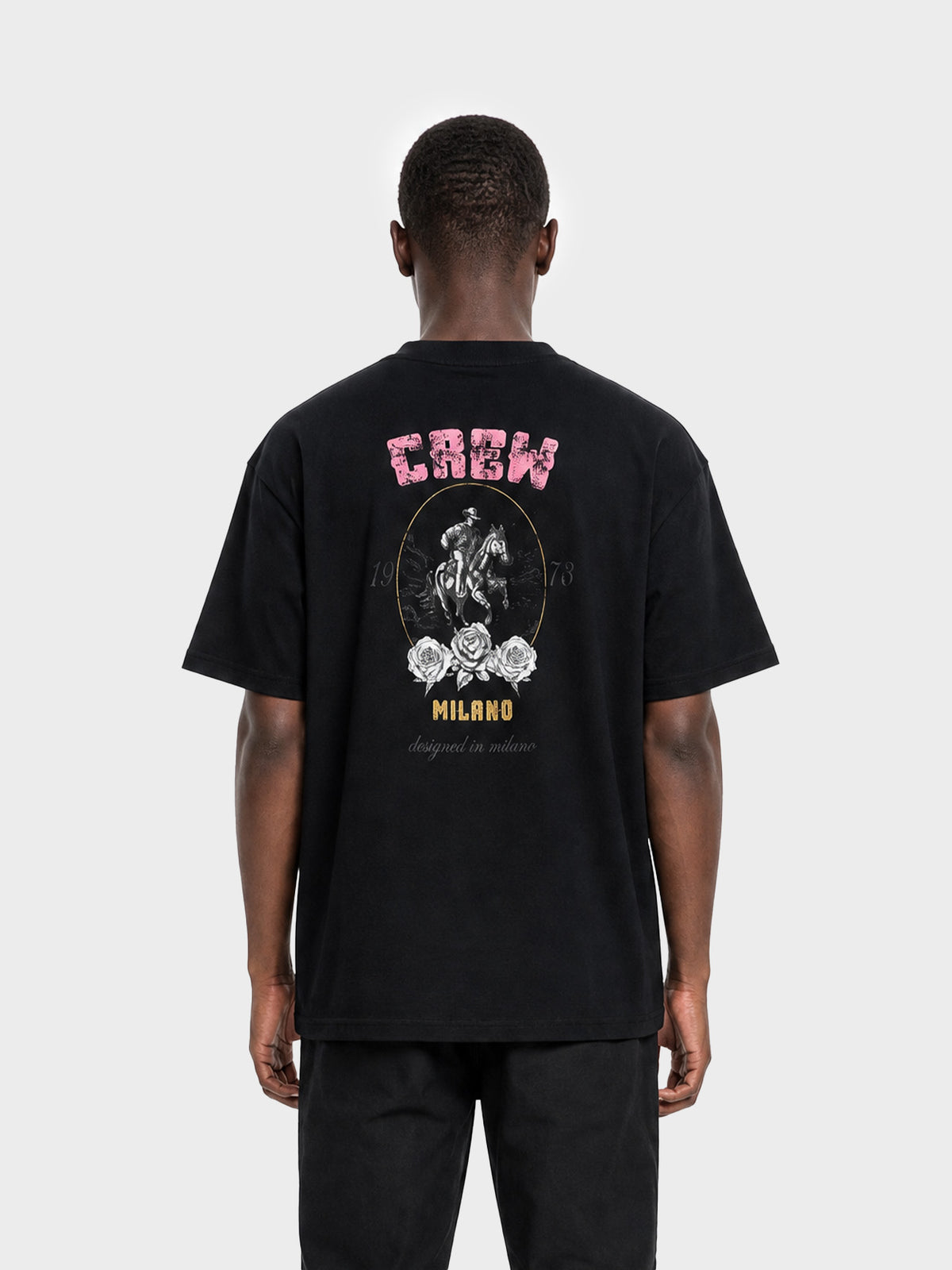 Crew Milano T-Shirt Logo Print CM-34 / BLACK
