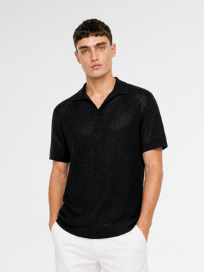 MAISON 9 PARIS Black Knit Polo T-Shirt