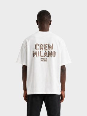 Crew Milano T-Shirt Logo Print CM-38 / WHITE