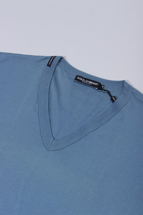 Dolce & Gabbana T-shirt neck logo tag light blue
