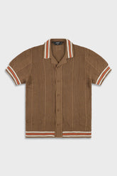 Ainker 802 Brown Knit Button Shirt