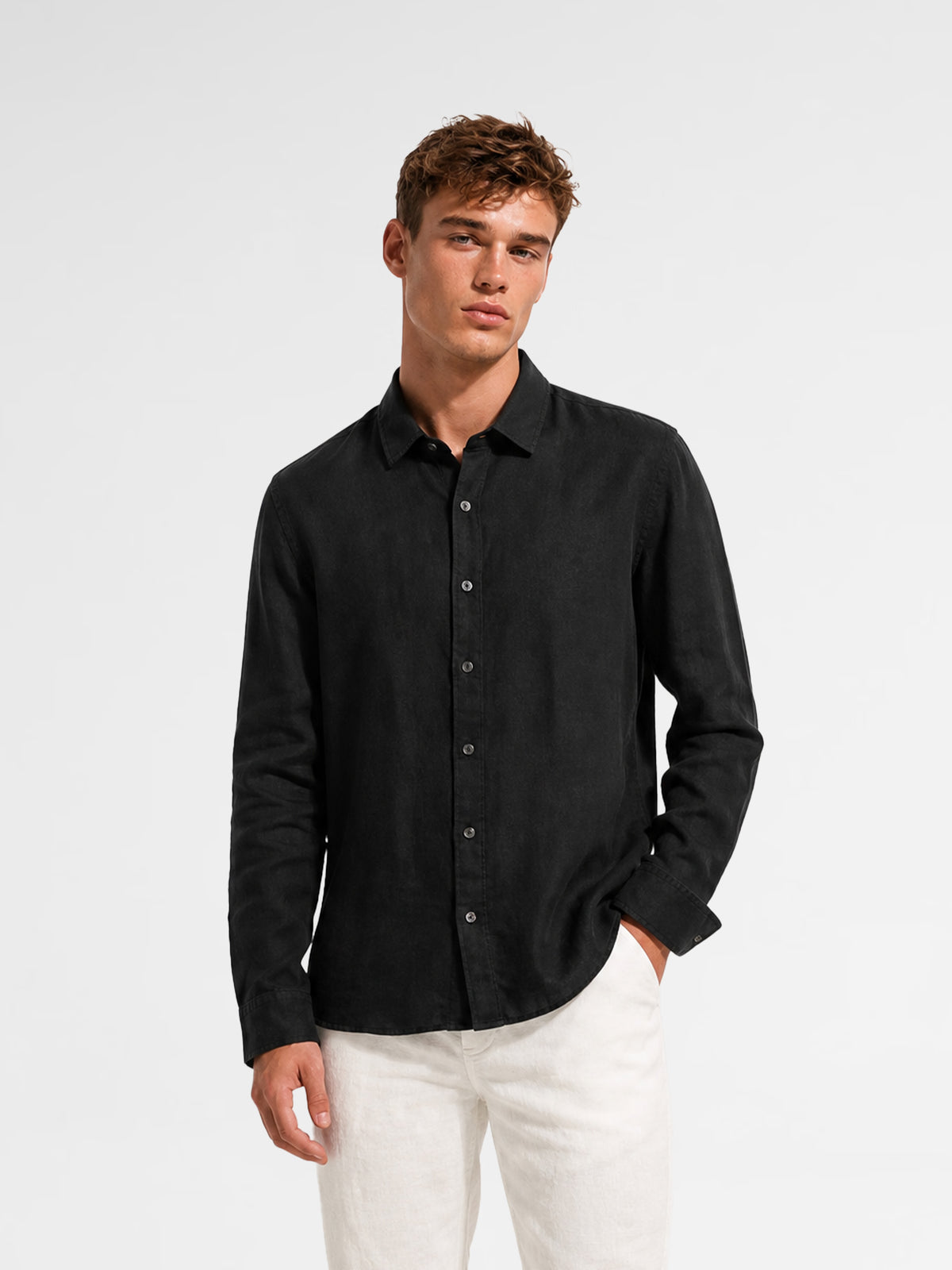 MAISON 9 PARIS Black Linen Shirt