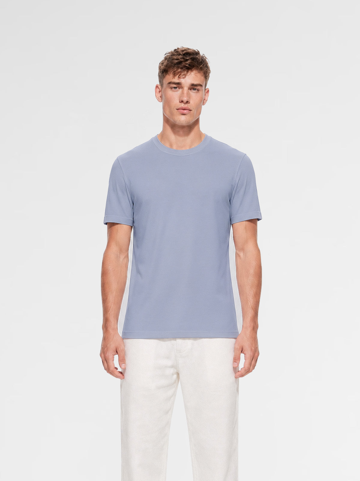 MAISON 9 PARIS Blue Mercerized Cotton T-Shirt
