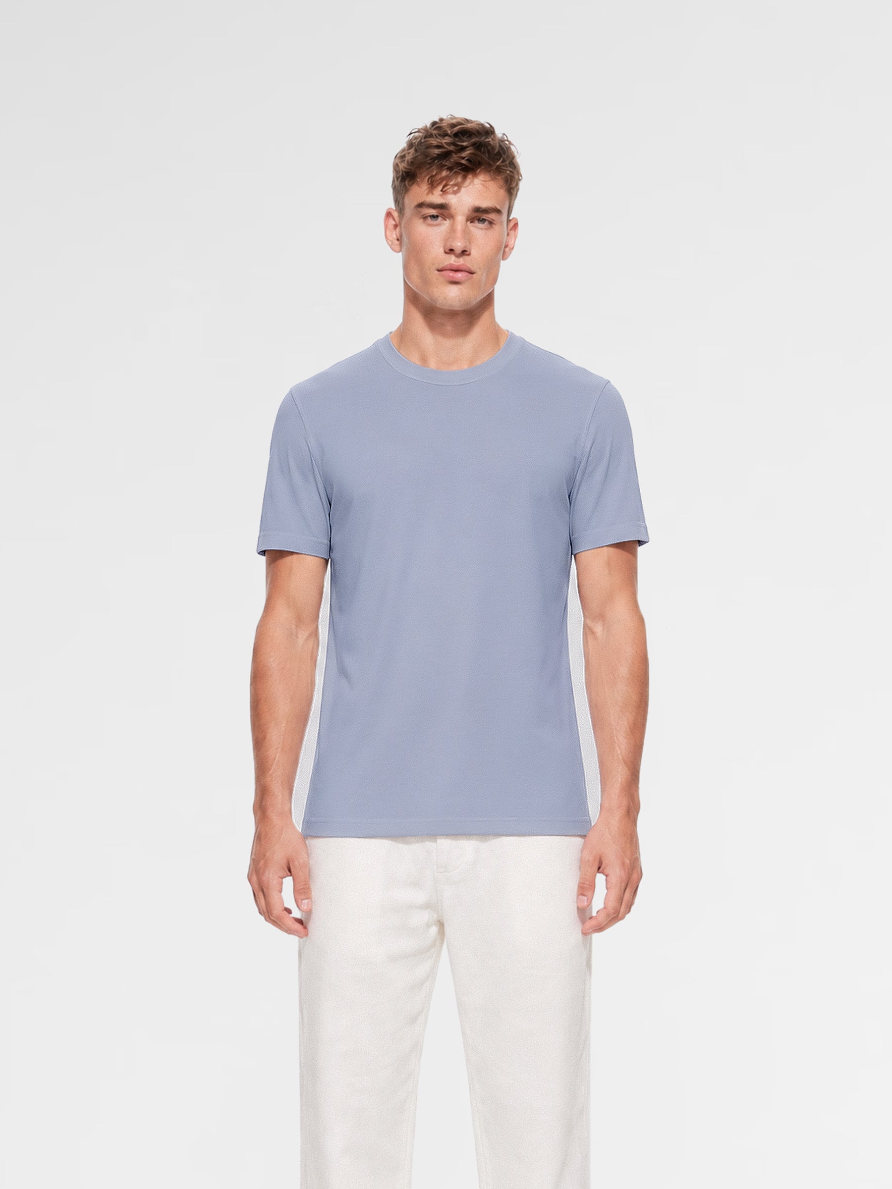 MAISON 9 PARIS Blue Mercerized Cotton T-Shirt