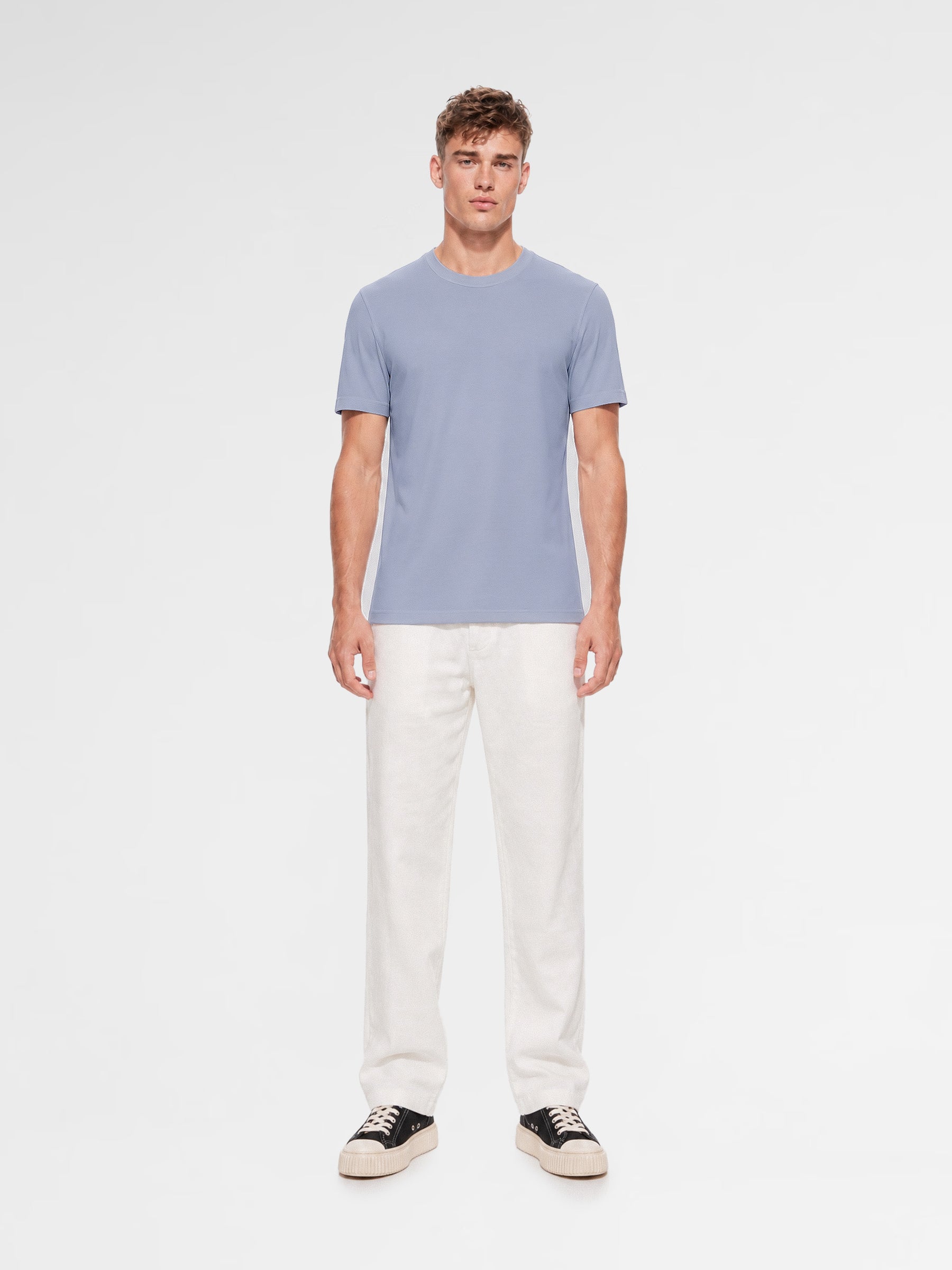 MAISON 9 PARIS Blue Mercerized Cotton T-Shirt