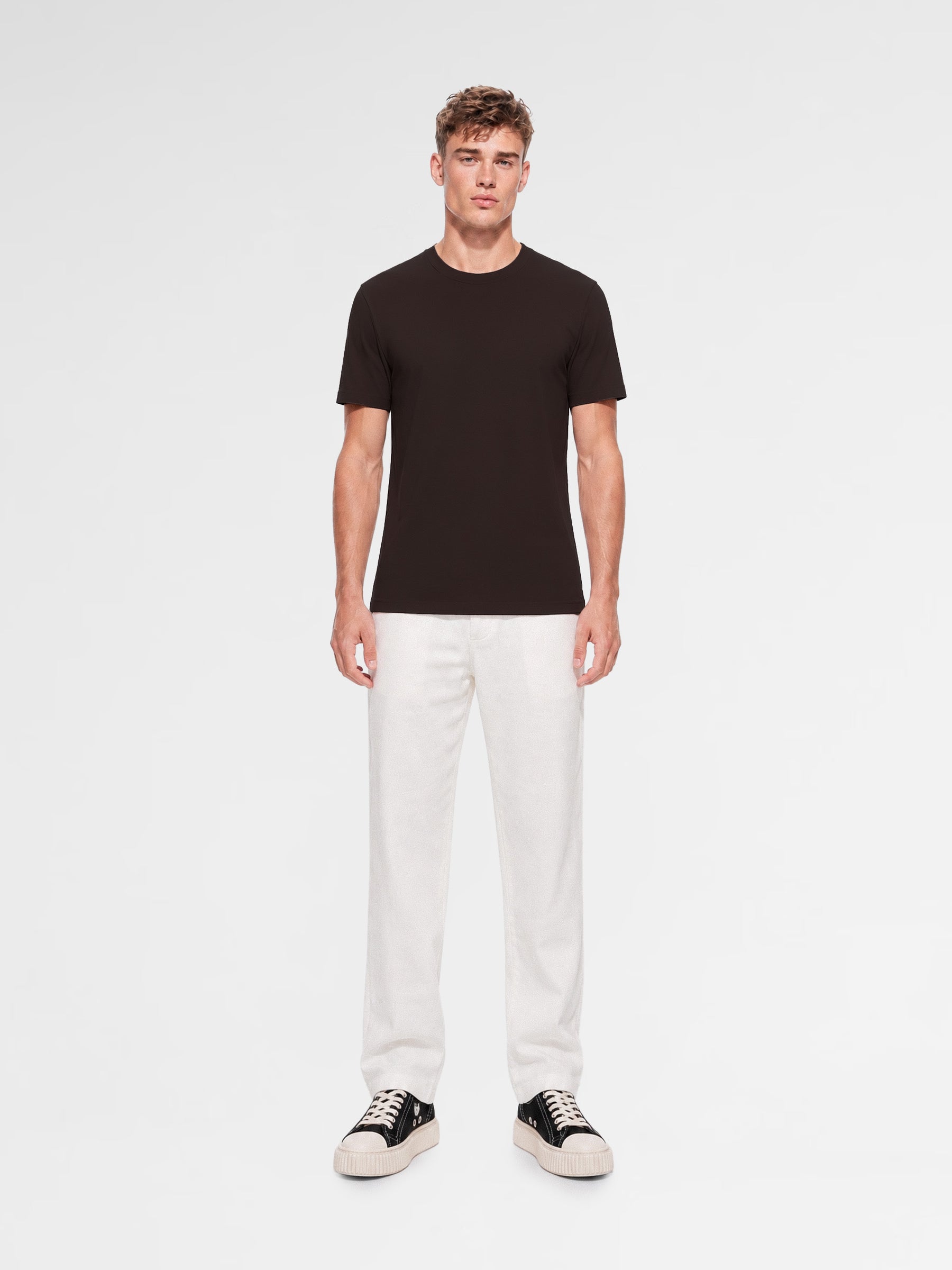 MAISON 9 PARIS Brown Mercerized Cotton T-Shirt