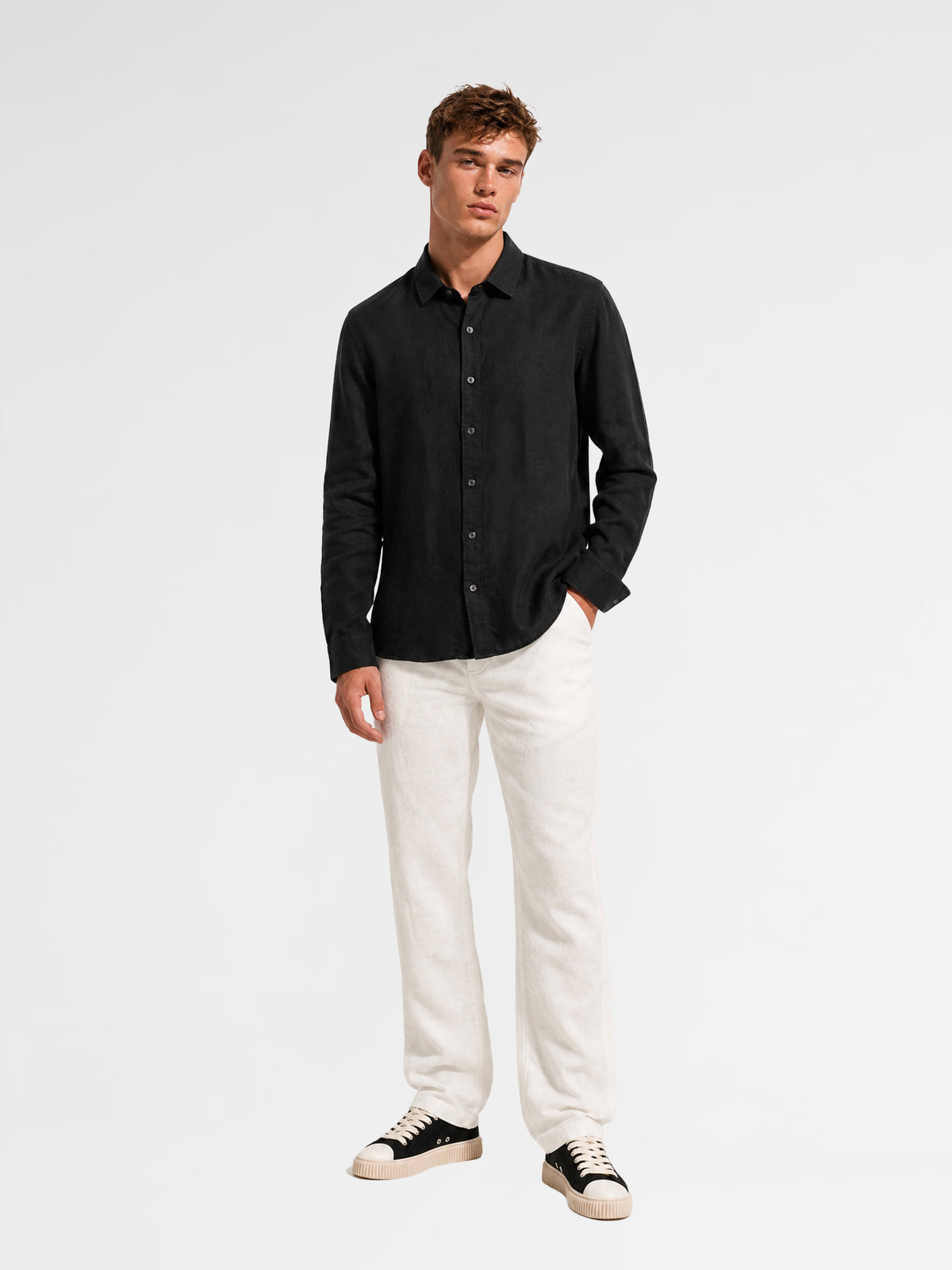 MAISON 9 PARIS Black Linen Shirt