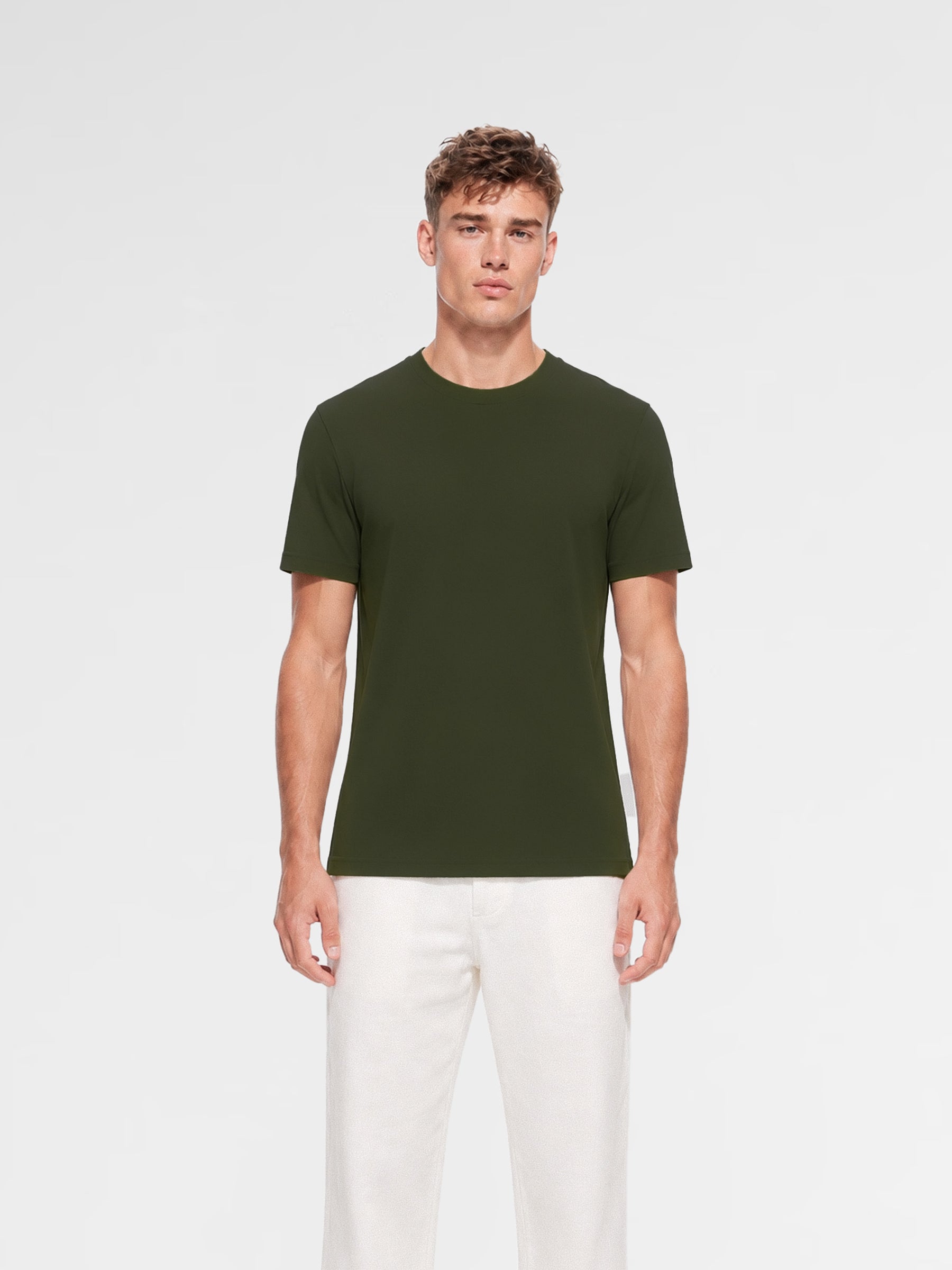 MAISON 9 PARIS Khaki Mercerized Cotton T-Shirt