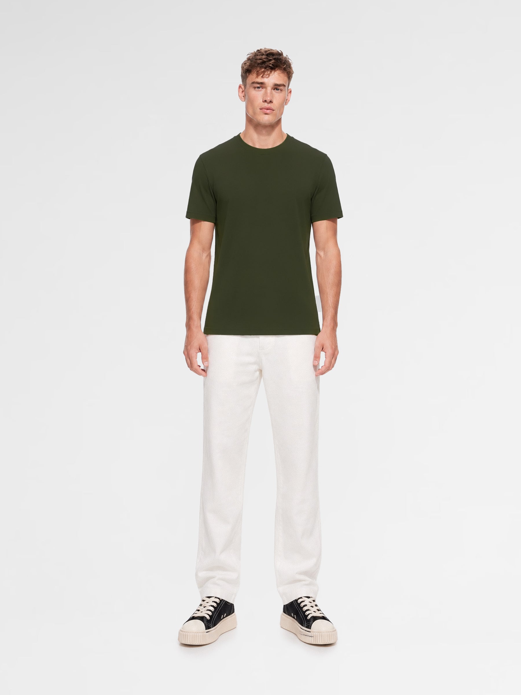 MAISON 9 PARIS Khaki Mercerized Cotton T-Shirt