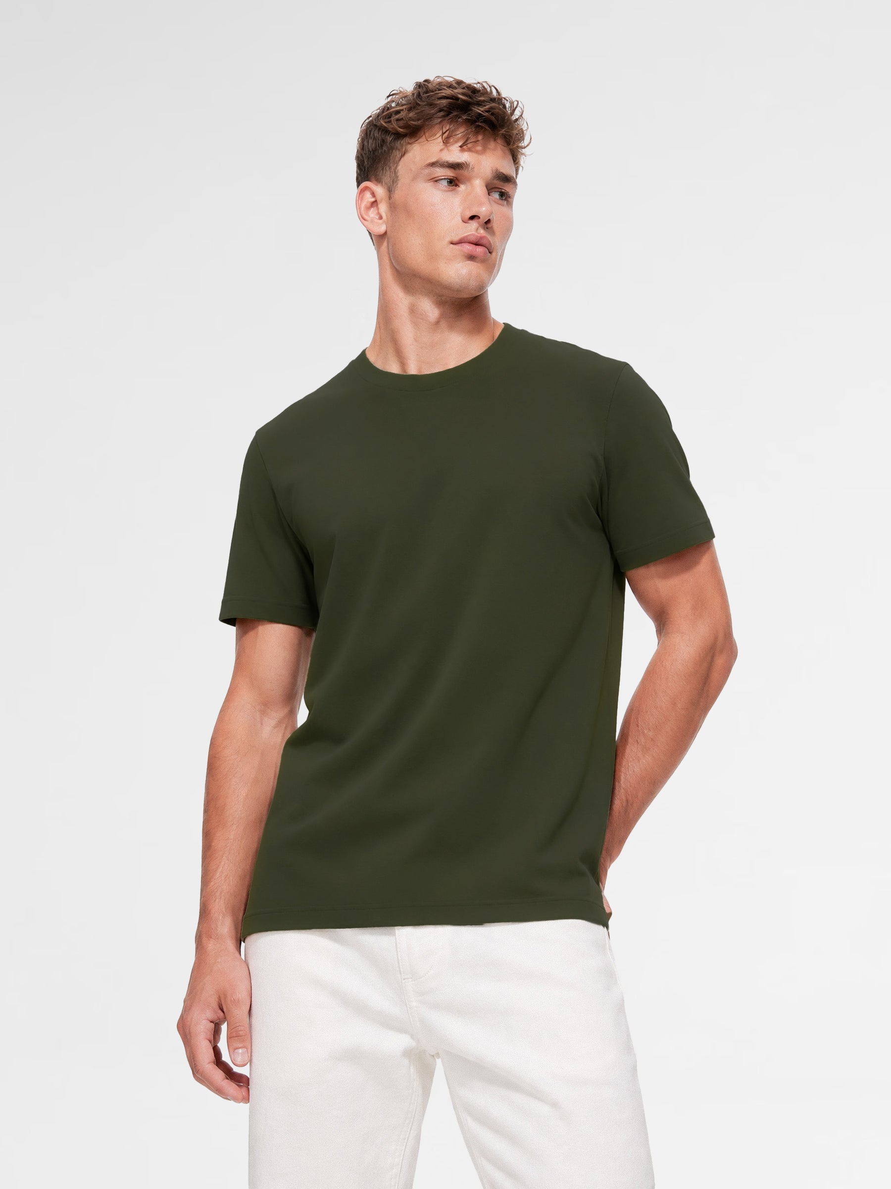 MAISON 9 PARIS Khaki Mercerized Cotton T-Shirt
