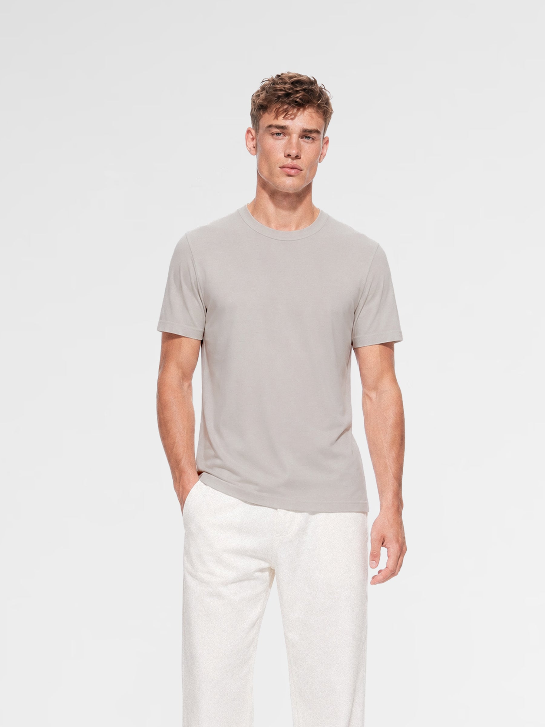 MAISON 9 PARIS Grey Mercerized Cotton T-Shirt