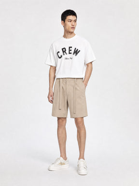 CREW Milano Elegant Belt Shorts Beige