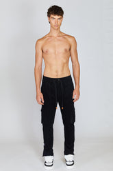 BLACK CORDUROY CARGO PANTS