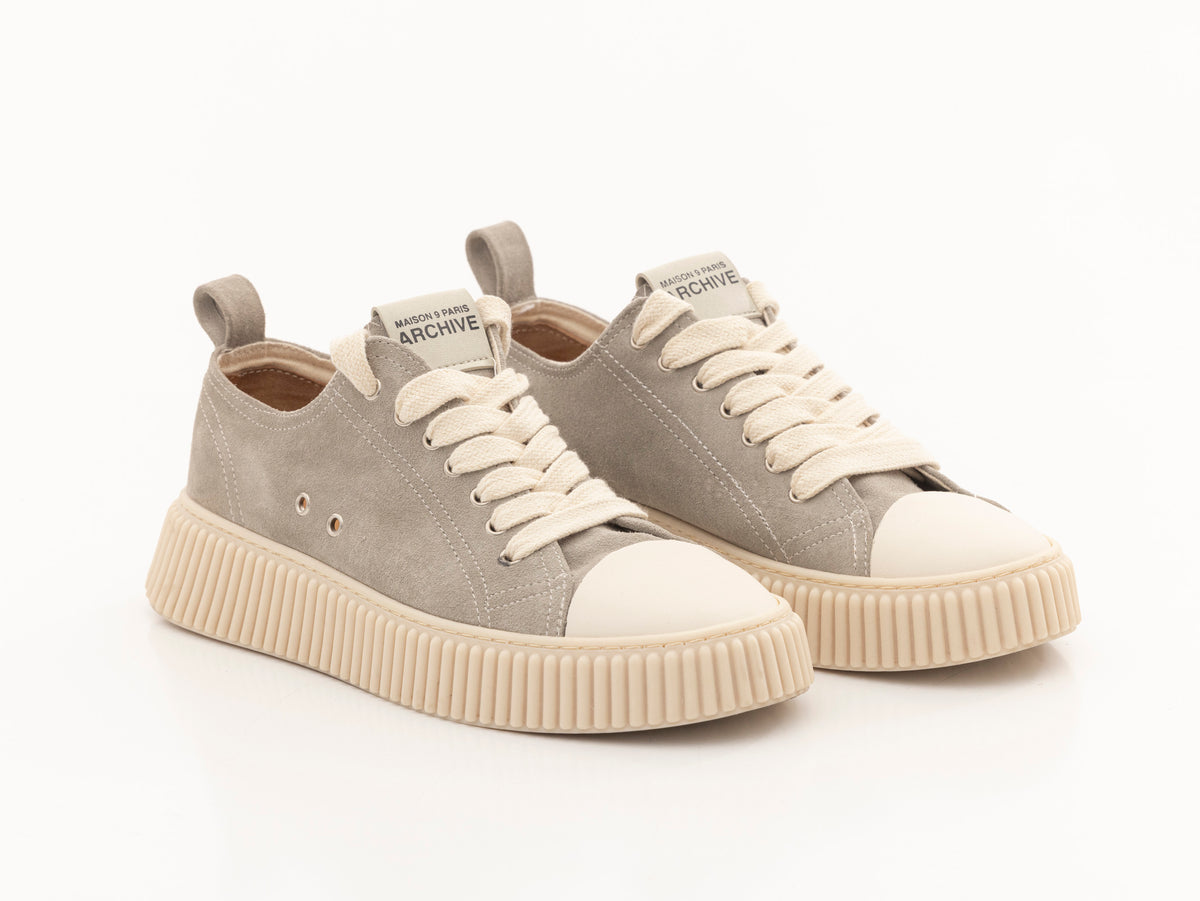 MAISON 9 PARIS Sneakers - Gray Suede Leather