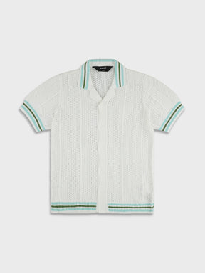 Ainker 802 White Knit Button Shirt